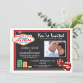 Las Vegas Destination Wedding Invitation (rood) Kaart (Staand voorkant)
