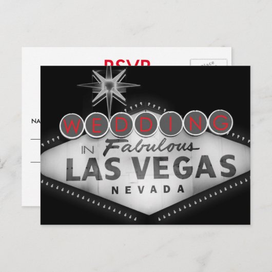 Las Vegas Destination Wedding RSVP Uitnodiging Briefkaart (Voorkant / Achterkant)