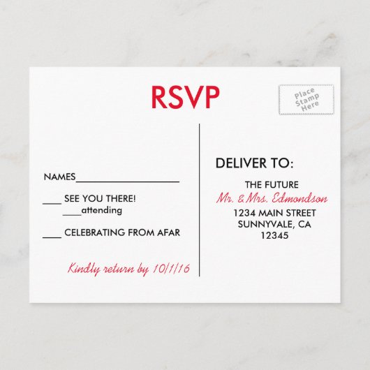Las Vegas Destination Wedding RSVP Uitnodiging Briefkaart (Achterkant)