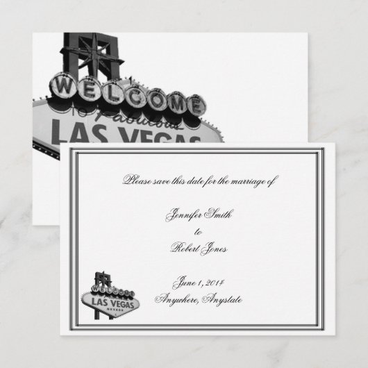 Las Vegas Destination Wedding Save the Date (Voorkant / Achterkant)