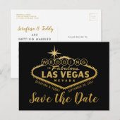 Las Vegas Destination Wedding Save the Date Aankondigingskaart (Voorkant / Achterkant)