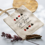 Las Vegas Destination Wedding Welcome Canvas tas<br><div class="desc">Moderne,  elegante Las Vegas Destination Wedding Welcome Bag. Het ontwerp is voorzien van het script Las Vegas en goud,  clubs,  diamanten,  harten en schoppenpictogrammen in goudelegant lijst en details in driedubbele letters aan de voorzijde.</div>