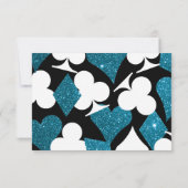 Las Vegas Destiny bruiloft RSVP Turquoise Glitter (Achterkant)