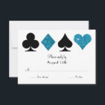 Las Vegas Destiny bruiloft RSVP Turquoise Glitter<br><div class="desc">Deze bruiloft uitnodiging heeft een elegante typografie en een accent van grafische kaart pakken in wit en malibu blauwe faux glitter. Perfect voor een Las Vegas bruiloft in een kleine kapel van de strip,  alles wat je nodig hebt is liefde en een getuige of twee!</div>