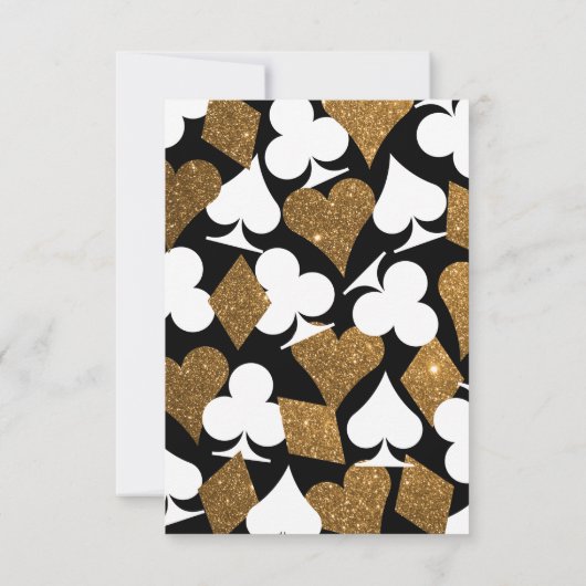 Las Vegas Destiny Gold Glitter Wedding Details Kaart (Achterkant)