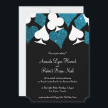 Las Vegas Destiny Malibu Blauwe Glitter Bruiloft Kaart<br><div class="desc">Deze bruiloft uitnodiging heeft een elegante typografie en een accent van grafische kaart pakken in wit en turquoise blauwe faux glitter. Perfect voor een Las Vegas bruiloft in een kleine kapel van de strip,  alles wat je nodig hebt is liefde en een getuige of twee!</div>