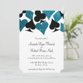 Las Vegas Destiny Malibu Blauwe Glitter Bruiloft Kaart (Staand voorkant)