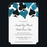 Las Vegas Destiny Malibu Blauwe Glitter Bruiloft Kaart<br><div class="desc">Deze witte bruiloft uitnodiging beschikt over elegante typografie en een accent van grafische kaart pakken in zwart en turquoise blauwe faux glitter. Perfect voor een Las Vegas bruiloft in een kleine kapel van de strip,  alles wat je nodig hebt is liefde en een getuige of twee!</div>