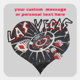 Las Vegas Dice en Kaart Spelletjes Hart Vierkante Sticker