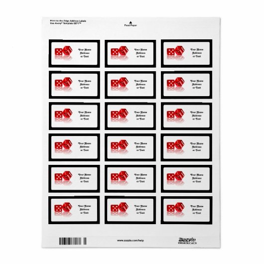 Las Vegas Dice Etiket (Full Sheet)