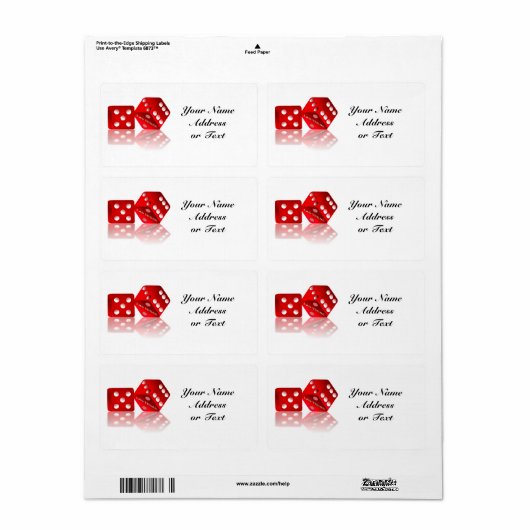 Las Vegas Dice Etiket (Full Sheet)