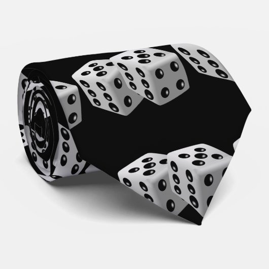 Las Vegas Dice Spelers Large Dice Necktie Stropdas (Opgerold)