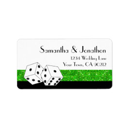 Las Vegas Dice Thema Groen & Zwart Faux Glitter Etiket