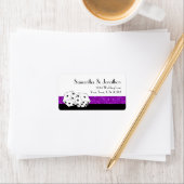 Las Vegas Dice thema Paarse & zwarte faux glitter Etiket (Insitu)