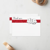 Las Vegas Dice Theme Flat Dank je Rood Notitiekaartje (Voorkant / Achterkant in situ)