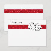 Las Vegas Dice Theme Flat Dank je Rood Notitiekaartje (Voorkant / Achterkant)