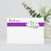 Las Vegas Dice Theme Flat Dank u Paarse Bedankkaart (Staand voorkant)