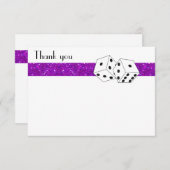 Las Vegas Dice Theme Flat Dank u Paarse Bedankkaart (Voorkant / Achterkant)