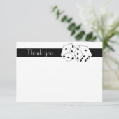 Las Vegas Dice Theme Flat Dank u Wit & Zwart Bedankkaart (Staand voorkant)