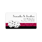 Las Vegas Dice Theme Heet Wit Roze Glitter Look Etiket (Voorkant)