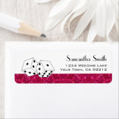 Las Vegas Dice Theme Hot Pink Faux Glitter Etiket (Insitu)