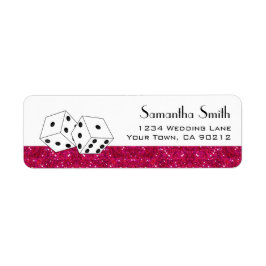 Las Vegas Dice Theme Hot Pink Faux Glitter Etiket