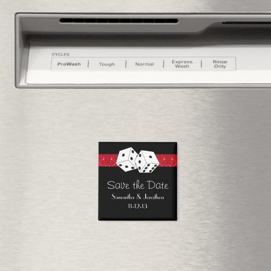 Las Vegas Dice Theme Hot Red Black Save the Date Magneet (Insitu (Vaatwasser))