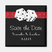 Las Vegas Dice Theme Hot Red Black Save the Date Magneet (Voorkant)