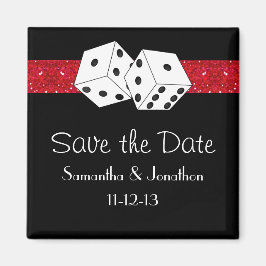 Las Vegas Dice Theme Hot Red Black Save the Date Magneet