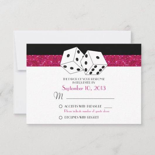 Las Vegas Dice Theme RSVP Hot Pink Faux Glitter (Voorkant)