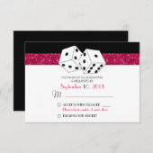 Las Vegas Dice Theme RSVP Hot Pink Faux Glitter (Voorkant / Achterkant)