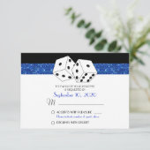 Las Vegas Dice Theme RSVP Royal Blue Faux Glitter (Staand voorkant)