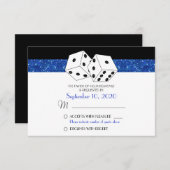 Las Vegas Dice Theme RSVP Royal Blue Faux Glitter (Voorkant / Achterkant)