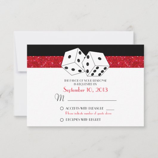 Las Vegas Dice Theme RSVP Ruby Red Faux Glitter (Voorkant)