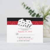 Las Vegas Dice Theme RSVP Ruby Red Faux Glitter (Staand voorkant)