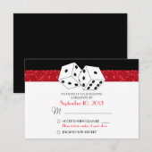 Las Vegas Dice Theme RSVP Ruby Red Faux Glitter Kaartje (Voorkant / Achterkant)