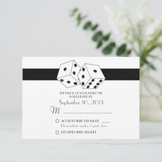 Las Vegas Dice Theme RSVP Wit en Zwart (Staand voorkant)