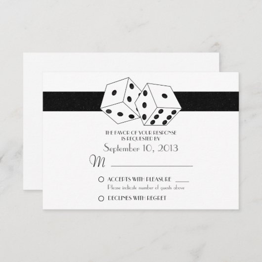 Las Vegas Dice Theme RSVP Wit en Zwart (Voorkant / Achterkant)