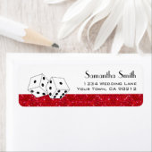Las Vegas Dice Theme Ruby Red Faux Glitter Etiket (Insitu)
