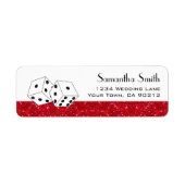 Las Vegas Dice Theme Ruby Red Faux Glitter Etiket (Voorkant)