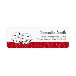 Las Vegas Dice Theme Ruby Red Faux Glitter Etiket
