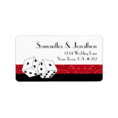 Las Vegas Dice Theme Ruby Rood & Zwart Faux Glitte Etiket (Voorkant)