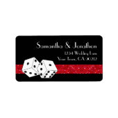 Las Vegas Dice Theme Ruby Rood & Zwart Faux Glitte Etiket (Voorkant)