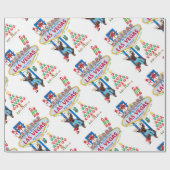 Las Vegas Doggy Vrolijk Kerst Wrapping Papier (Vlak)