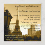 Las Vegas Eiffel Tower Paris Theme Kaart<br><div class="desc">Las Vegas huwelijksuitnodiging met Parijs thema,  met de Nevada versie van de Eiffel Tower. Golden sepia toon.</div>