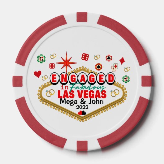 Las Vegas Engaged Celebration Couple Matching T-Sh Poker Chips (Voorkant)