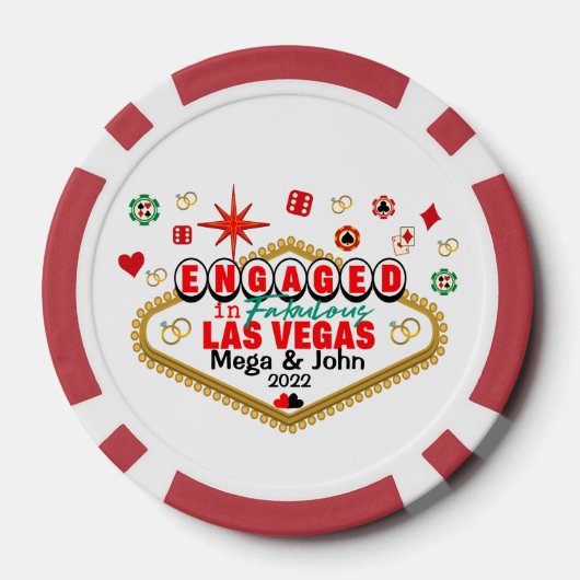 Las Vegas Engaged Celebration Couple Matching T-Sh Poker Chips (Achterkant)