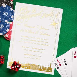 Las Vegas Engagement Party Gold Foil Invitation Folie Uitnodiging