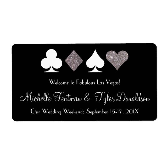 Las Vegas Faux Zilveren Glitter Welkomsttas Label (Voorkant)