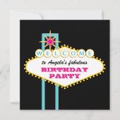 Las Vegas-feest roze bord Kaart (Voorkant)